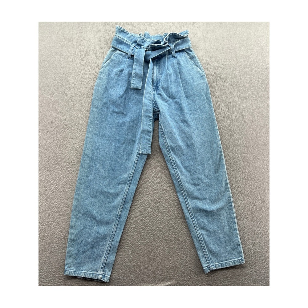 Who What Wear Jeans Womens 2 High Waisted Paperbag Denim Medium Wash Pleated